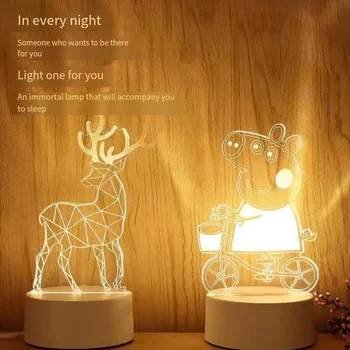 Креативный 3D USB светодиодный ночник креативный мультфильм колесо обозрения форма оленя 3 цвета ночник прикроватная настольная лампа украшение дома