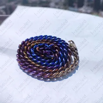 Красочное ожерелье из чистого титана с квадратным бордюром, ограненное с 6 сторон шириной 7,0 мм в стиле Рок и винтаж
