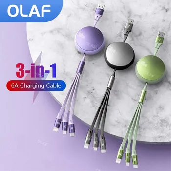 Olaf 6A 3 в 1 USB Кабель Для Быстрой Зарядки 100 Вт Type C Micro USB iOS Кабель Для iPhone 14 13 Samsung Xiaomi Huawei Type C Проводной Шнур