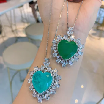 2022 Новое Милое ожерелье с подвеской в виде Сердца, Новый дизайн, Ожерелье в виде сердца Для женщин, Девушки, Ювелирные изделия с зеленым камнем, Свадебная вечеринка Оптом
