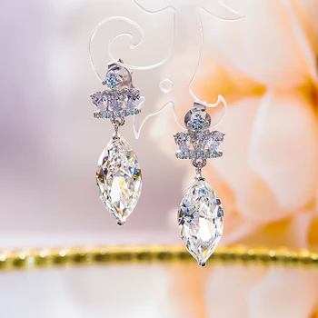Роскошные серьги-гвоздики с Высокоуглеродистой бриллиантовой короной, платиновые Серьги Pt950 для женщин, изысканные ювелирные изделия, Свадебная вечеринка, никогда не выцветают