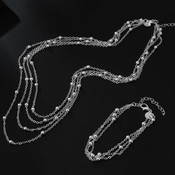 Горячие роскошные дизайнерские бусины из стерлингового серебра 925 пробы, браслеты и ожерелья с кисточками для женщин, Модные оригинальные ювелирные наборы, вечеринка, свадьба