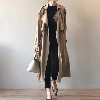 Весна 2023, новый модный темпераментный длинный тренч, женское свободное пальто в ретро-британском стиле, женское