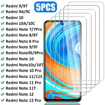 5 Шт. Закаленное Стекло Для Xiaomi Redmi Note 10 11 12 9 8T 7 Pro 11S 10S 9S Защитная пленка Для экрана Для Redmi 10 9 9T 10C 9C 9A Стекло