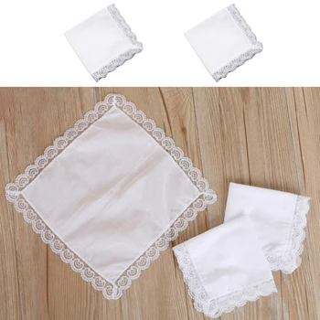 Легкий белый носовой платок с хлопчатобумажной кружевной отделкой, супер мягкое моющееся Нагрудное полотенце, прямая поставка