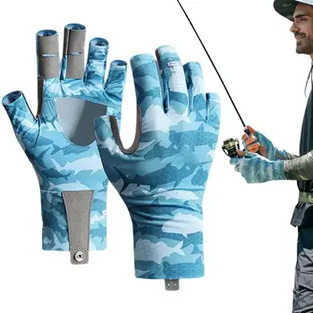 Солнцезащитные Рыболовные Перчатки Солнцезащитные Перчатки Мужские UPF50 С УФ-защитой На Полпальца, Дышащие Ледяные Шелковые Велосипедные Перчатки