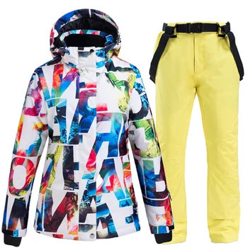 Новый лыжный костюм для женщин, ветрозащитные водонепроницаемые дышащие теплые куртки для сноуборда, брюки, высококачественная зимняя лыжная куртка для женщин