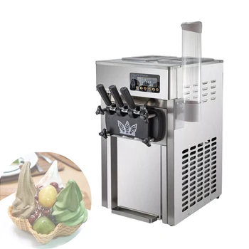 Коммерческая настольная машина для приготовления мягкого мороженого, 2 + 1 Машина для приготовления мороженого со смешанными вкусами, Оборудование для замораживания с цифровым дисплеем