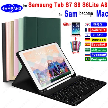 Чехол-клавиатура Для Samsung Galaxy Tab A8 10,5 S8 S7 11,0 S6 Lite A7 10,4 Корейский Русский Испанский Арабский Иврит Корейская Клавиатура