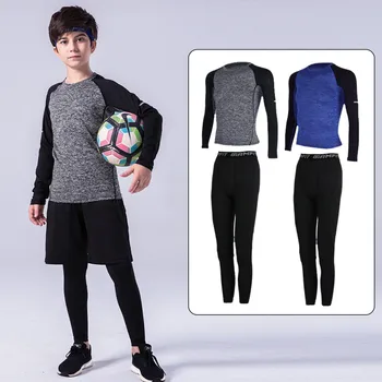 Детская спортивная одежда, Компрессионный комплект спортивной одежды для бега, уличные спортивные костюмы для баскетбола, футбола, бега трусцой, бейсбола, велоспорта