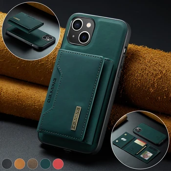 DG.MING 2 в 1 Магнитный съемный кожаный чехол-бумажник для телефона iPhone 14 Plus 13 Pro Max серии M2