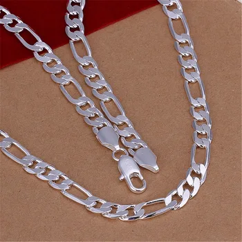 Оптовая Продажа Ожерелье из серебра 925 пробы, высококачественная свадебная благородная женская мужская цепочка 8 мм, мужской шарм 45-60 см, Модные ювелирные изделия