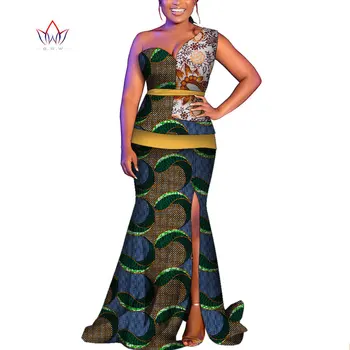 Женские юбки в африканском стиле, комплект из 2 предметов, женские топы без рукавов, рубашки и юбка с африканским принтом, юбки с V-образным вырезом и поясом Wy9293