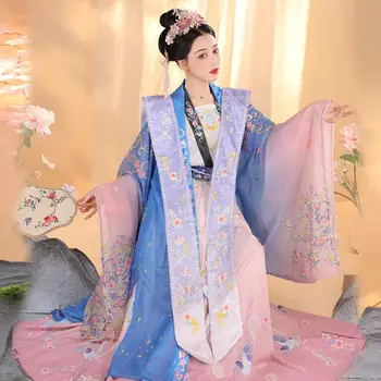 Комплект из 5 предметов, Свадебная вышивка Династии Сун, Ханфу, Женское Китайское Традиционное красное платье полной длины, Женский Придворный костюм для Косплея