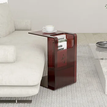 Акриловый приставной столик, прозрачный журнальный столик, прикроватная тумбочка для спальни с местом для хранения