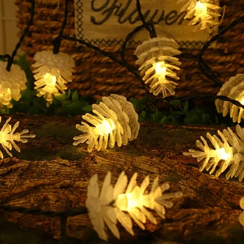 Рождественские солнечные светильники из кедрового ореха, уличная светодиодная гирлянда, мерцающий дизайн, Струнные Лампы для украшения сада, газона, парка, Праздничные украшения