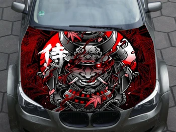 Японская маска самурая наклейка на капот автомобиля виниловая наклейка графическая упаковка наклейка на капот на заказ подходит для любого автомобиля