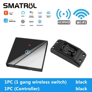 SMATRUL Tuya Smart App WiFi Сенсорный Выключатель Света Настенная Панель RF 433 МГц Пульт Дистанционного Управления DIY Модуль реле-Выключателя Home Google Alexa 220 В