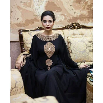 Черные Кафтаны Платье Фараша Абайя Дубай Марокко Длинное Платье Европейский и американский Модный Тренд