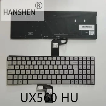 Клавиатура с подсветкой Для Ноутбука HANSHEN HU Для ASUS UX560 UX560UAK N592 Q504 Q502 Q503 Q524 0KNB0-662WUI00 серебристая Замена