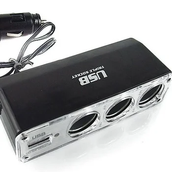 Горячий 3-полосный Разветвитель автомобильного Прикуривателя с несколькими розетками, USB-штекер, зарядное устройство постоянного тока 12 В/24 В, Тройной адаптер с USB-портом BX