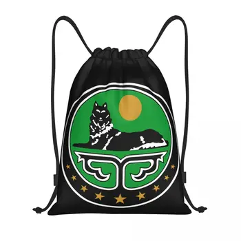 Изготовленная на заказ Чеченская сумка на шнурке Мужская Женская Легкая Сумка с Гербом Чечни Спортивный рюкзак для хранения в спортзале