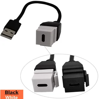 USB 2,0 В от мужчины к женщине type-c, Крепление на панель, адаптер для лицевой панели настенной розетки 0,2 м