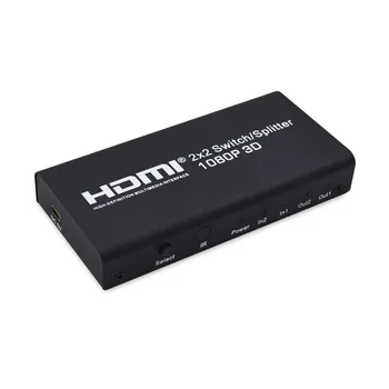 110-240 В HD 1080P HDMI 2x2 Переключатель Разветвитель Видеосигнала Разветвитель Конвертер Адаптер для ТЕЛЕВИЗОРА Портативный компьютер
