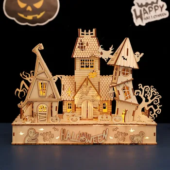 Сделай сам трехмерные здания, деревянные головоломки, модель дома на Хэллоуин, игрушки-головоломки для детей, рождественские подарки