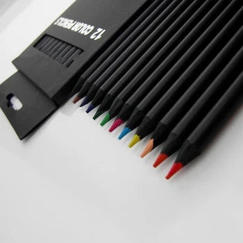 12 шт./компл. Высококачественный карандаш Refill 3.0, 12 цветных карандашей, профессиональные цветные карандаши, школьные принадлежности, черные деревянные карандаши