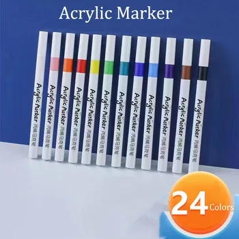 48 Цветов Акриловые маркеры, кисти, краски для рисования Caneta для рок-ткани, керамического стекла, холста, изготовления открыток, канцелярских принадлежностей