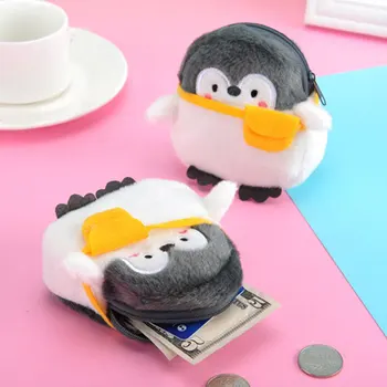 Милый маленький кошелек с пингвином, мягкий мини-мультяшный кошелек для монет, прекрасная сумка для передачи данных, Простота, Прочные плюшевые Аксессуары для кошельков для монет