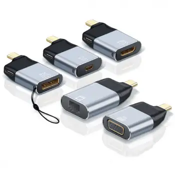 USB C в DP/Mini DP/VGA/RJ45/HDMI-совместимый адаптер Типа C PD 100 Вт Кабель для Видео 8K/4K/1080P 1000 Мбит/с Ethernet Конвертер