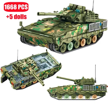 1668 шт., военный танк WW2 04A, модель боевой машины пехоты, строительные блоки, Солдатские кирпичи, игрушки для детей, подарки на День рождения
