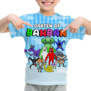 Футболка с игрой Garten Of Banban, Camiseta, Детские футболки, Футболка с мультяшным принтом для детей, футболка с Аниме для мальчиков, Летняя футболка с круглым вырезом