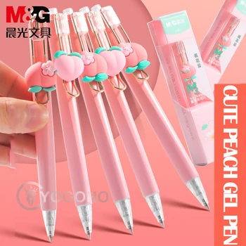 Гелевая ручка M & G Pink Peach Быстросохнущая, Выдвижная Гелевая Ручка, Высокая Плотность, 0,5 мм, Большая Емкость, Студенческие ручки для подписи