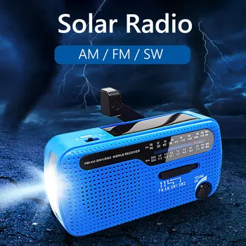 Солнечное Ручное Радио AM / FM / SW-радио USB Портативное Аварийное Радио со светодиодным Фонариком Инструмент для выживания на открытом воздухе-Зеленый