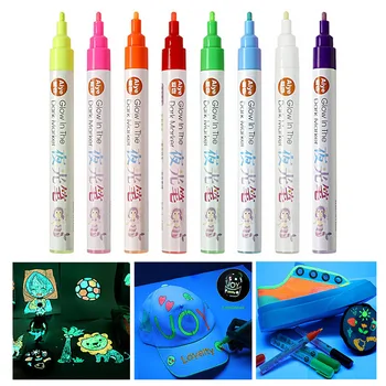 8-цветной художественный маркер, светящаяся краска, ручка, доска для письма, детская живопись, канцелярские принадлежности, Холст ручной работы