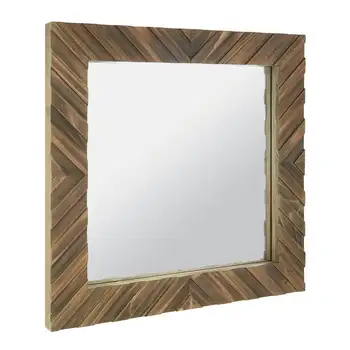 Деревянное квадратное подвесное настенное зеркало 16 дюймов, коричневый