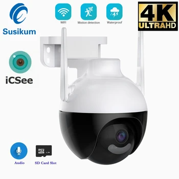 iCSee Уличная охранная WIFI-камера 8 Мп, двухстороннее аудио, цветное ночное видение, Водонепроницаемая беспроводная камера наблюдения