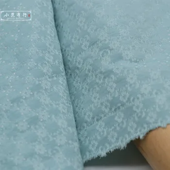 Свежая сине-зеленая Изысканная жаккардовая ткань Из полиэфирного волокна, Древнекитайская одежда Чонсам, тонкая ткань для платья