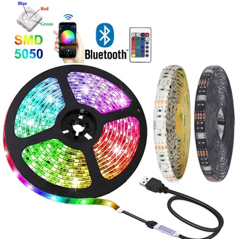 RGB Светодиодные Ленты Постоянного Тока 5 В Bluetooth 5050 Tira USB Неоновая Лента tasma Stripe Band Окружающая Подсветка для Украшения Домашней Комнаты Телевизора ПК