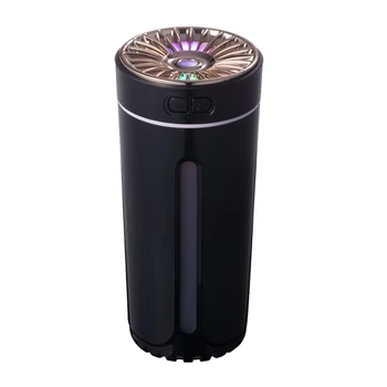 Беспроводной увлажнитель воздуха с красочными огнями, немой USB-туманоуловитель, 800 мАч, перезаряжаемый холодный туманоуловитель для автомобиля, черный