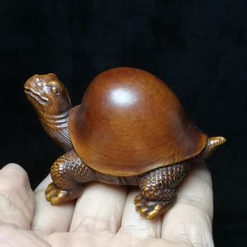 YIZHU CULTUER ART L 7,5 см Старый китайский самшит ручной работы черепаха Статуя черепахи украшение нэцкэ Подарок коллекционный