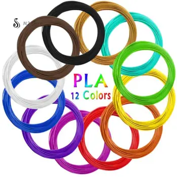 12 Рулонов Pla нити накаливания для 3D ручки, 12 цветов, Диаметр 3 метра, 1,75 мм, Пластиковая нить накаливания для 3D ручки, ручка для 3D принтера