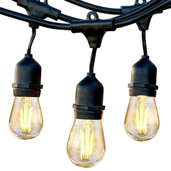 Уличный струнный светильник - коммерческий водонепроницаемый светильник для патио, лампа Эдисона с регулируемой яркостью - тяжелый светодиодный струнный светильник для крыльца, теплый свет