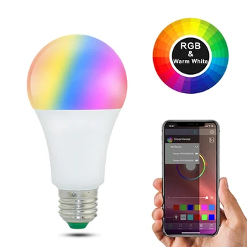 20 Режимов Умной Лампочки, совместимые с Bluetooth светодиодные лампы E27 B22 15 Вт, Волшебная RGB лампа для украшения дома, применяются к IOS/Android