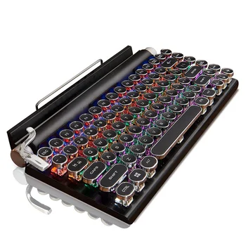 Клавиатура для пишущей машинки в стиле ретро, беспроводная USB, механические колпачки в стиле панк для настольных ПК/ноутбуков/телефонов-черный