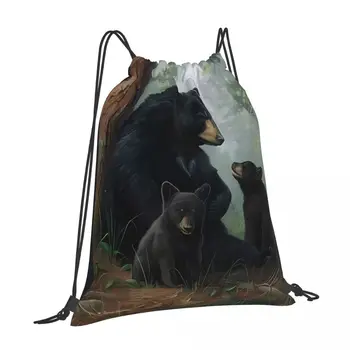 Рюкзак для хранения в спортивном зале Black Bear, легкие сумки на шнурке с индивидуальным дизайном для школы, кемпинга и использования на открытом воздухе