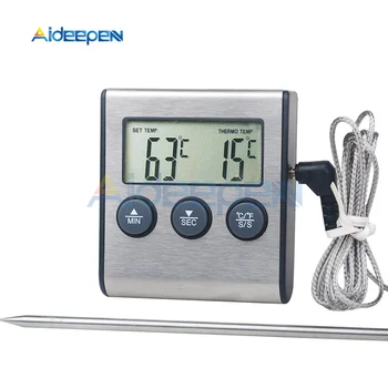TP700 Мини-Кухонный Цифровой термометр для приготовления пищи, температура мяса, Духовка, барбекю, гриль, функция таймера с датчиком из нержавеющей стали